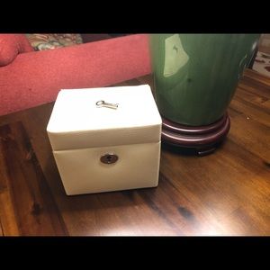 Pottery Barn Leather Jewelry Box w/Key